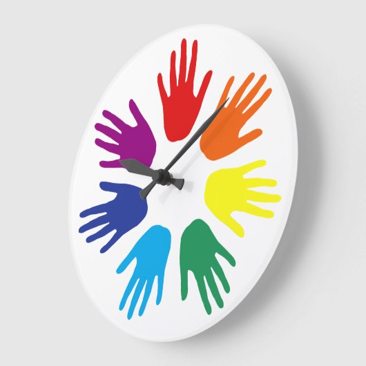 Regenbogenhände Große Wanduhr (Winkel)