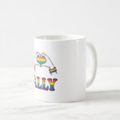 Regenbogenhände Herz Vintage-Pride-Shirt-Design Kaffeetasse (VorderseiteRechts)