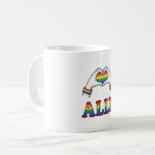 Regenbogenhände Herz Vintage-Pride-Shirt-Design Kaffeetasse (Vorderseite Links)