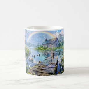 Regenbogenhaus mit Enten, Reiher und Waldstrom Kaffeetasse