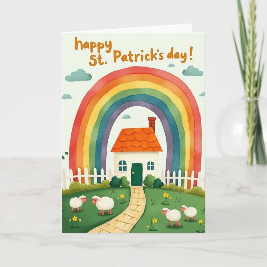 Regenbogenhaus St. Patricks Day Karte (Vorderseite)