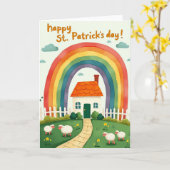 Regenbogenhaus St. Patricks Day Karte (Gelbe Blume)