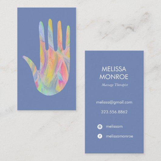 Regenbogenheilung Hand Periwinkle Visitenkarte (Vorne/Hinten)