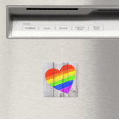 Regenbogenherz auf einem Grauholzpaneel Magnet (In Situ (Geschirrspüler))