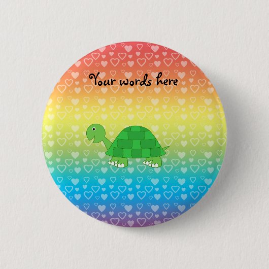 Regenbogenherz-Babyschildkröte Button (Vorderseite)