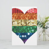 Regenbogenherz Briefpapier (Stehend Vorderseite)
