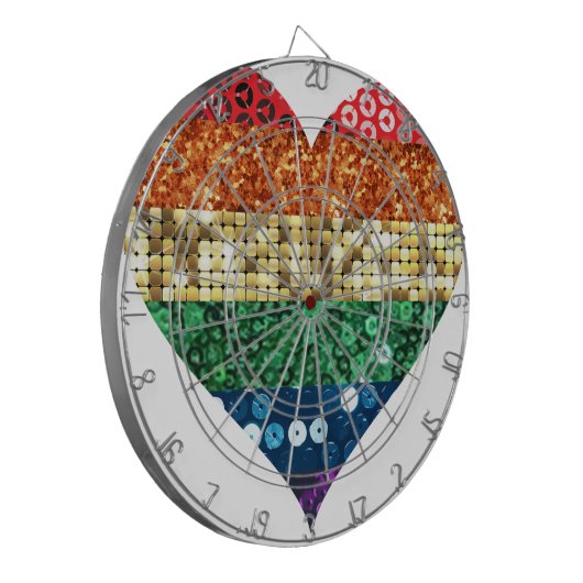 Regenbogenherz Dartscheibe (Vorderseite Links)