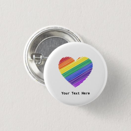 Regenbogenherz der Liebe Button (Vorne & Hinten)