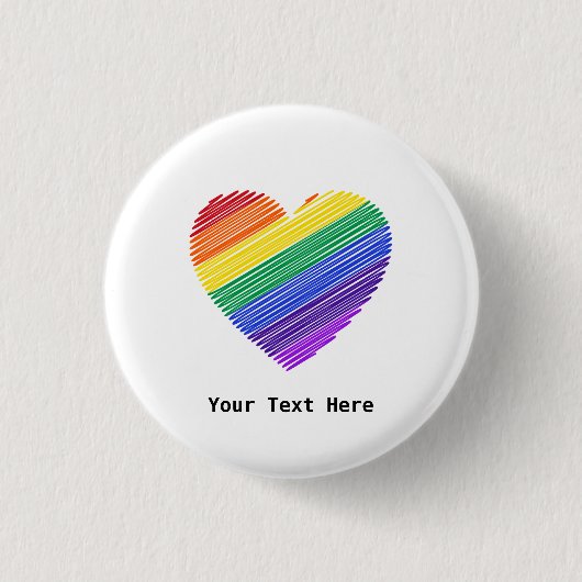 Regenbogenherz der Liebe Button (Vorderseite)