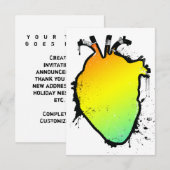 Regenbogenherz Einladung (Vorne/Hinten)