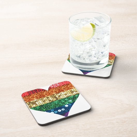 Regenbogenherz Getränkeuntersetzer (Rechte Seite)