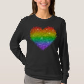 Regenbogenherz-Glitzer T-Shirt (Vorderseite)