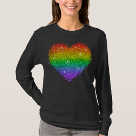 Regenbogenherz-Glitzer T-Shirt