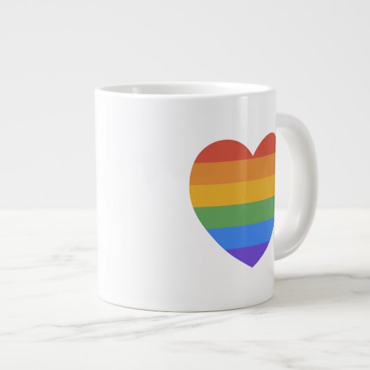 Regenbogenherz Jumbo-Tasse (Vorderseite Rechts)
