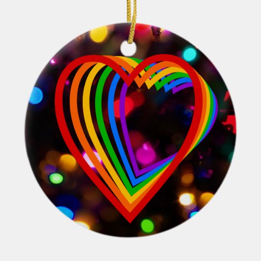 Regenbogenherz Keramik Ornament (Vorne)