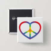 Regenbogenherz, Liebe, Friedenszeichen Button (Vorne & Hinten)
