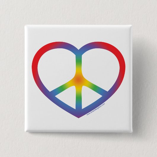 Regenbogenherz, Liebe, Friedenszeichen Button (Vorderseite)