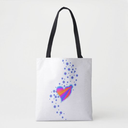 Regenbogenherz mit Sternen , blau-rot Tasche (Vorderseite)