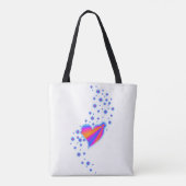 Regenbogenherz mit Sternen , blau-rot Tasche (Rückseite)