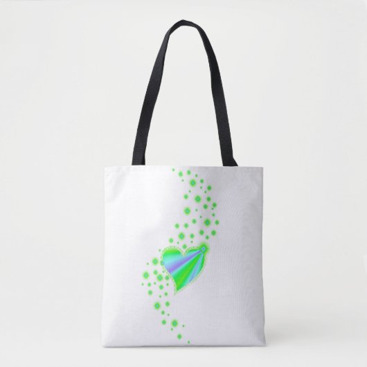 Regenbogenherz mit Sternen , grün lila Tasche (Vorderseite)