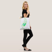 Regenbogenherz mit Sternen , grün lila Tasche (Am Model)