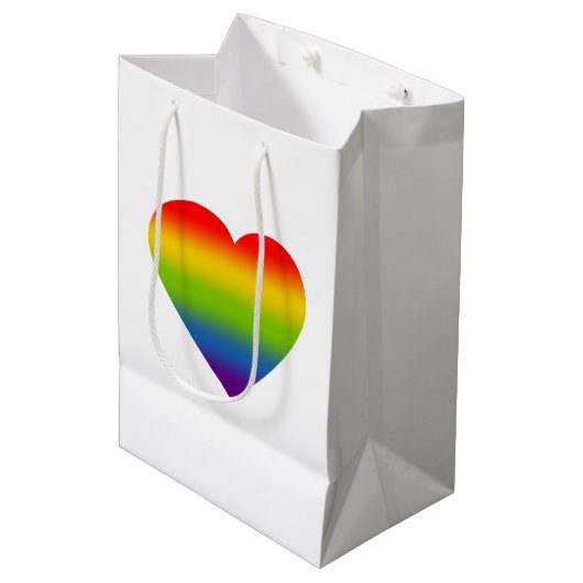 Regenbogenherz Mittlere Geschenktüte (Vorderseite Schrägansicht)