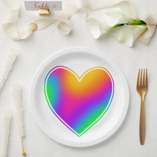 Regenbogenherz Pappteller (Hochzeit)