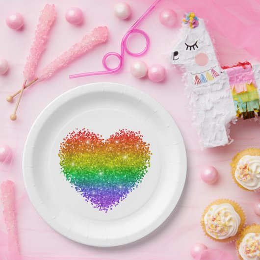 Regenbogenherz Pappteller (Party)