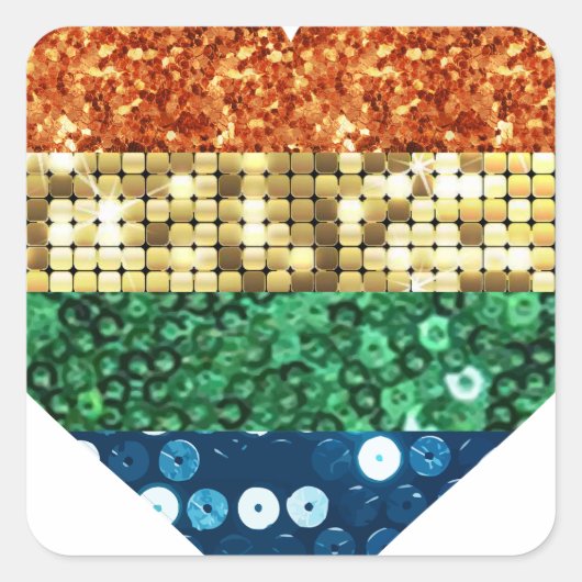 Regenbogenherz Quadratischer Aufkleber (Vorderseite)