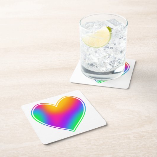Regenbogenherz Rechteckiger Pappuntersetzer (Vor Ort)