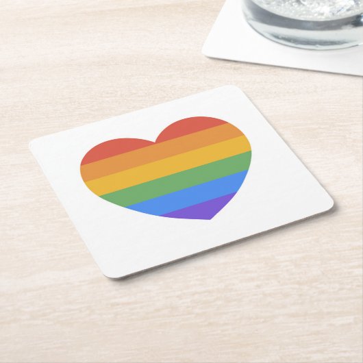 Regenbogenherz Rechteckiger Pappuntersetzer (angewinkelt)