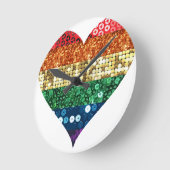 Regenbogenherz Runde Wanduhr (Winkel)