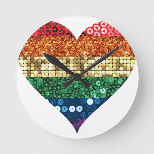Regenbogenherz Runde Wanduhr (Vorderseite)