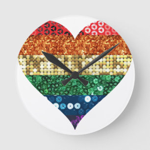 Regenbogenherz Runde Wanduhr