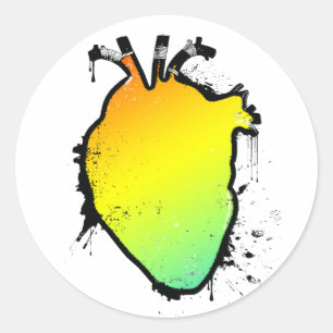 Regenbogenherz Runder Aufkleber
