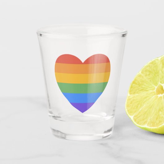Regenbogenherz Schnapsglas (Vorderseite)