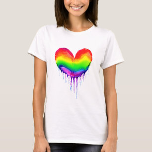 Regenbogenherz tropfende Farbe T-Shirt