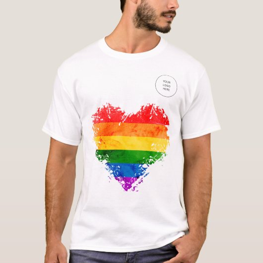 Regenbogenherz und Ihr eigenes Logo T-Shirt (Vorderseite)
