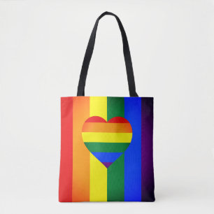 Regenbogenherz und Pride-Regenbogenflagge / LGBT-C Tasche