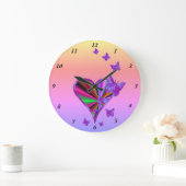 Regenbogenherz und Schmetterling Große Wanduhr (Zuhause)