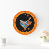 Regenbogenherz und Schmetterling Große Wanduhr (Zuhause)