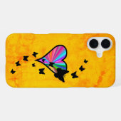 Regenbogenherz und Schmetterling iPhone Hülle (Rückseite (Horizontal))