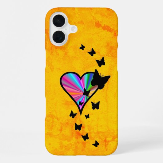 Regenbogenherz und Schmetterling iPhone Hülle (Rückseite)