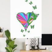 Regenbogenherz und Schmetterling Poster (Heimbüro)