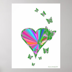 Regenbogenherz und Schmetterling Poster