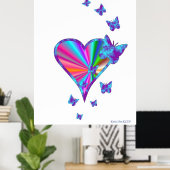 Regenbogenherz und Schmetterling Poster (Heimbüro)