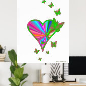 Regenbogenherz und Schmetterling Poster (Heimbüro)