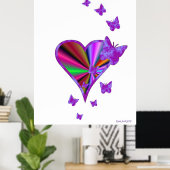 Regenbogenherz und Schmetterling Poster (Heimbüro)