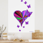Regenbogenherz und Schmetterling Poster (Küche)