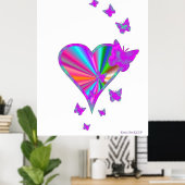 Regenbogenherz und Schmetterling Poster (Heimbüro)